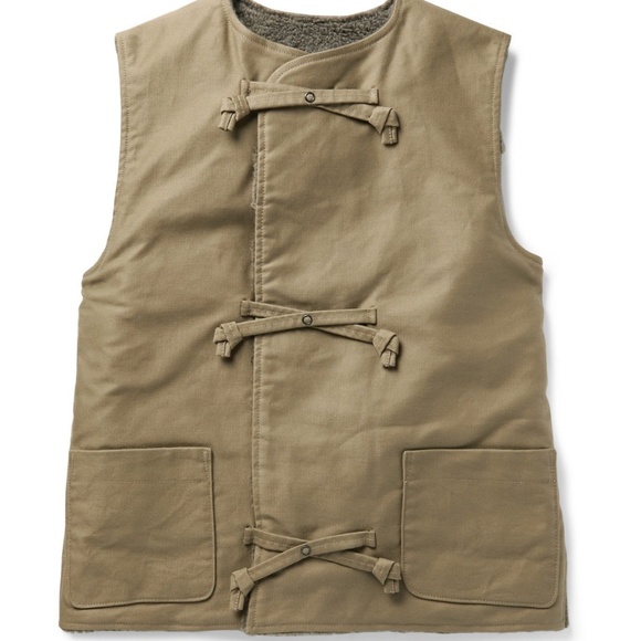 Chimala Other - CHIMALA Reversible Cotton Twill And Faux Shearling Gilet Green Vest Army Craig